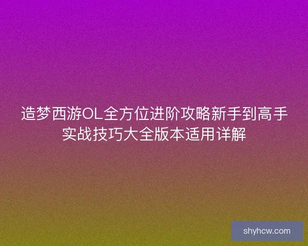 造梦西游OL全方位进阶攻略新手到高手实战技巧大全版本适用详解